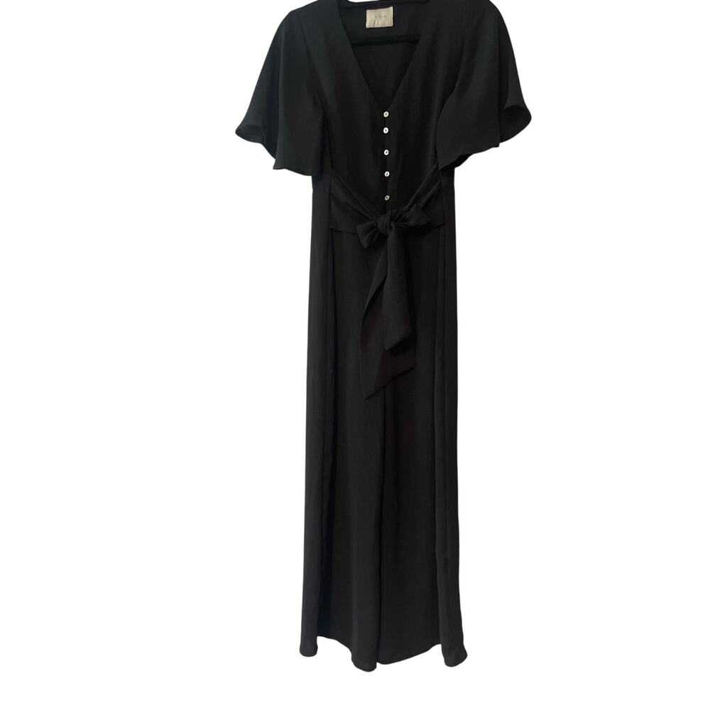 All:Row Black Romper Jumpsuit Size Small Wide Leg Button Front